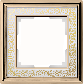 Рамка на 1 пост (золото/белый) WL77-Frame-01